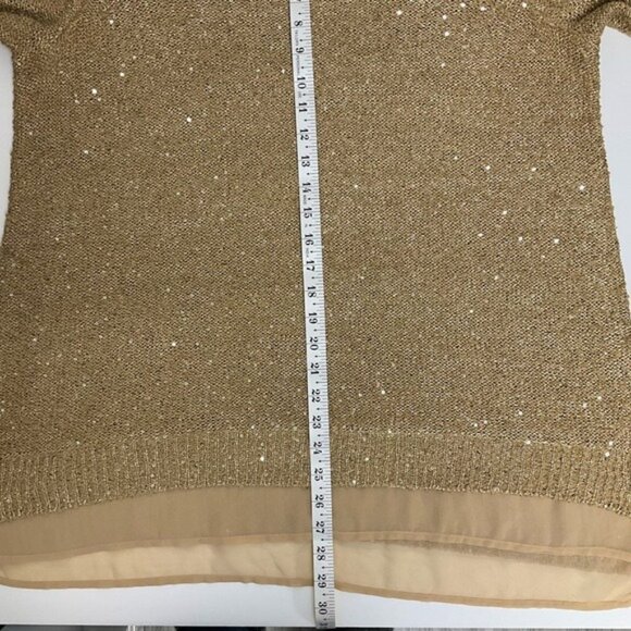 Alfani Gold Sequined Shimmer Scoop Neck Women's Elegant Plus Size Knitted Top - Picture 8 of 10